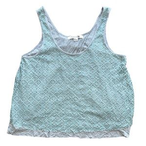 Forever 21 Green & Gray Lace Overlay Crop Top